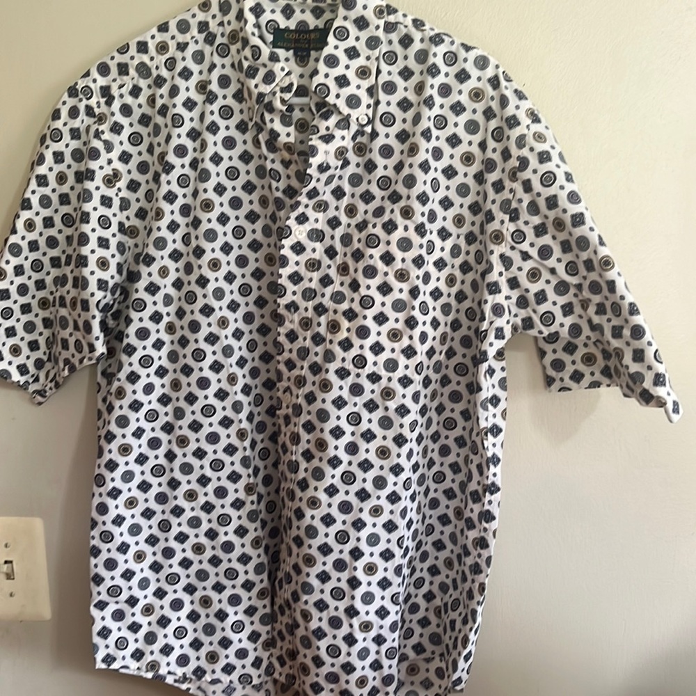 Colours Alexander Julian Short Sleeve Button Down Collar Shirt M 100% cotton